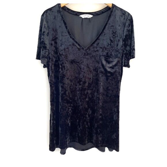 Spring & Mercer Crushed Velvet Legging Tee Tunic Sz XL Black Stretch Whimsigoth - Picture 1 of 8